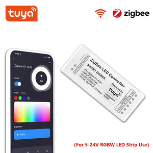 Planet Gates RGBCW / CHINA Tuya Zigbee RGB Controller 15A 12V 180W Smart Life Gateway Hub 5V 24V Alexa Google 3CH COB RGB LED Strip Light ZigBee Controller
