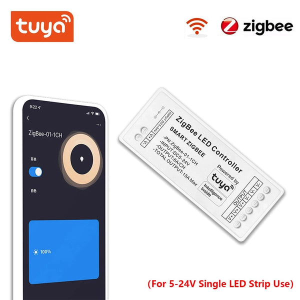 Planet Gates RGBCW / CHINA Tuya Zigbee RGB Controller 15A 12V 180W Smart Life Gateway Hub 5V 24V Alexa Google 3CH COB RGB LED Strip Light ZigBee Controller