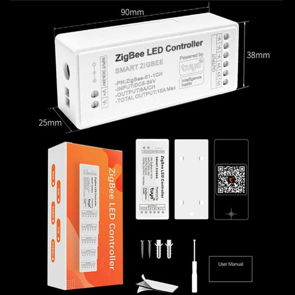 Planet Gates RGBCW / CHINA Tuya Zigbee RGB Controller 15A 12V 180W Smart Life Gateway Hub 5V 24V Alexa Google 3CH COB RGB LED Strip Light ZigBee Controller