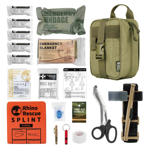 Planet Gates Rhino First Aid Survival Kit Tactical IFAK Pouch Supplied Camping Kit with 20 EMT Items for Military Emergency Outdoors