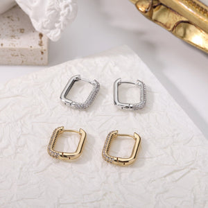 Planet Gates Rhodium Plated Square Circle Hoop Earrings For Women Luxury Stainless Steel Earrings rending Wedding Jewelry  aretes mujer