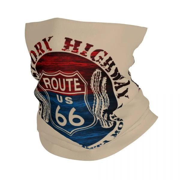Planet Gates Ride The Route 66 Bandana Neck Gaiter Windproof Face Scarf Cover Biker Motorcycle Cruise America Highway Headband Tube Balaclava