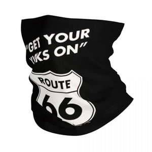 Planet Gates Ride The Route 66 Bandana Neck Gaiter Windproof Face Scarf Cover Biker Motorcycle Cruise America Highway Headband Tube Balaclava