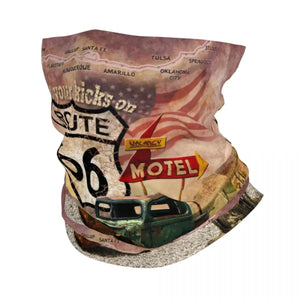 Planet Gates Ride The Route 66 Bandana Neck Gaiter Windproof Face Scarf Cover Biker Motorcycle Cruise America Highway Headband Tube Balaclava