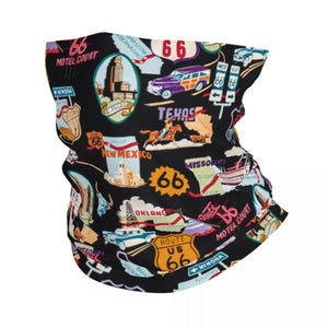 Planet Gates Ride The Route 66 Bandana Neck Gaiter Windproof Face Scarf Cover Biker Motorcycle Cruise America Highway Headband Tube Balaclava