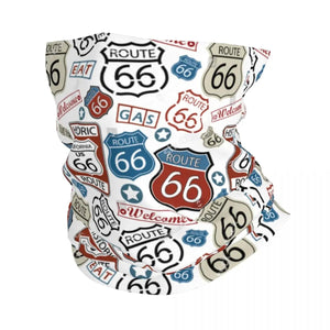 Planet Gates Ride The Route 66 Bandana Neck Gaiter Windproof Face Scarf Cover Biker Motorcycle Cruise America Highway Headband Tube Balaclava