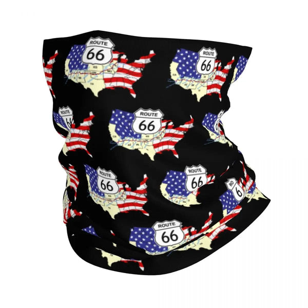 Planet Gates Ride The Route 66 Bandana Neck Gaiter Windproof Face Scarf Cover Biker Motorcycle Cruise America Highway Headband Tube Balaclava