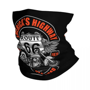 Planet Gates Ride The Route 66 Bandana Neck Gaiter Windproof Face Scarf Cover Biker Motorcycle Cruise America Highway Headband Tube Balaclava