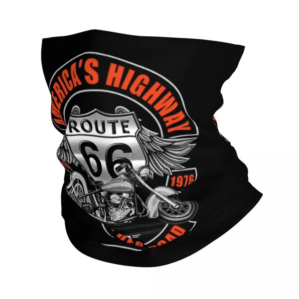 Planet Gates Ride The Route 66 Bandana Neck Gaiter Windproof Face Scarf Cover Biker Motorcycle Cruise America Highway Headband Tube Balaclava