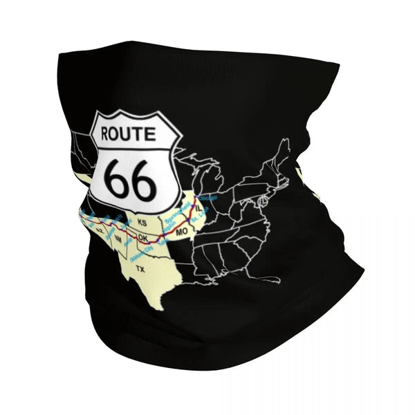Planet Gates Ride The Route 66 Bandana Neck Gaiter Windproof Face Scarf Cover Biker Motorcycle Cruise America Highway Headband Tube Balaclava