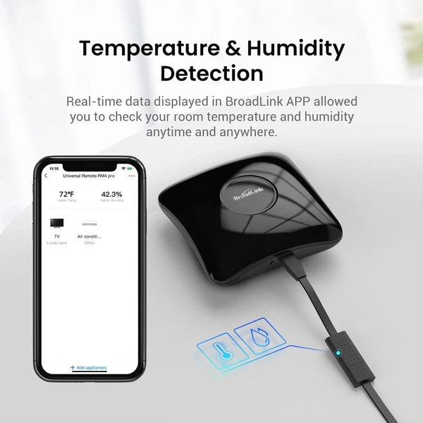 Planet Gates RM4 PRO-US  Add HTS2 BroadLink RM4 Pro Version Wireless Universal Remote Hub with HTS2 Temp and Humidity Sensor Smart Home Solution