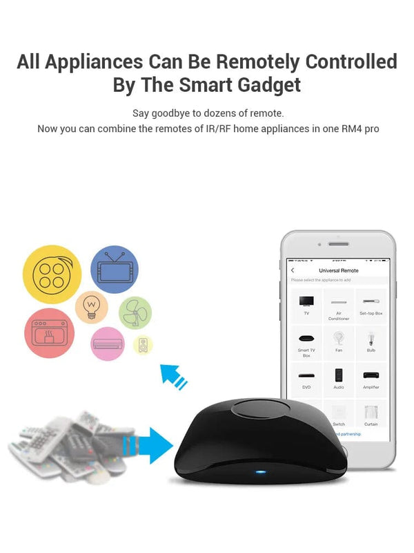 Planet Gates RM4 PRO-US  Add HTS2 BroadLink RM4 Pro Version Wireless Universal Remote Hub with HTS2 Temp and Humidity Sensor Smart Home Solution