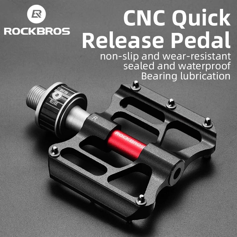 Planet Gates ROCKBROS Bicycle Pedales Mtb Quick Release CNC Rainproof Seal Bearing 8.2cm Widened Non-slip Chrome Molybdenum Bike Road Pedal