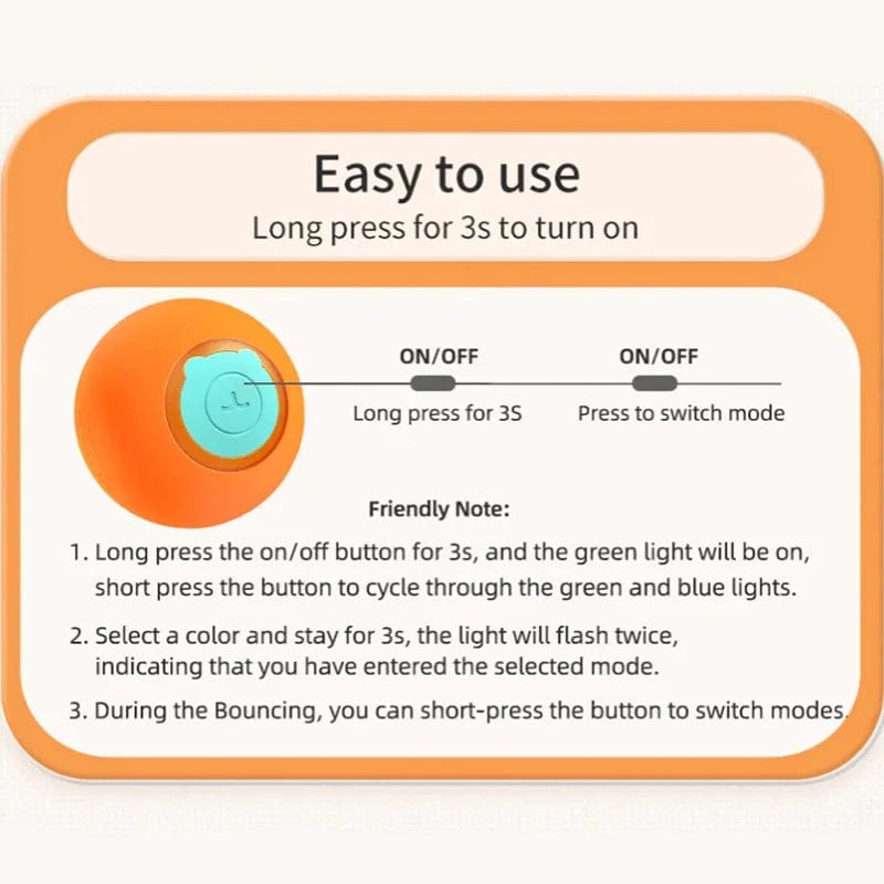 Planet Gates ROJECO Cat Toys Smart Interactive Cat Bouncing Ball Automatic Rolling Ball Training Self-moving Electric Toy Dog Pet Accessories