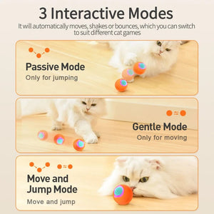 Planet Gates ROJECO Cat Toys Smart Interactive Cat Bouncing Ball Automatic Rolling Ball Training Self-moving Electric Toy Dog Pet Accessories