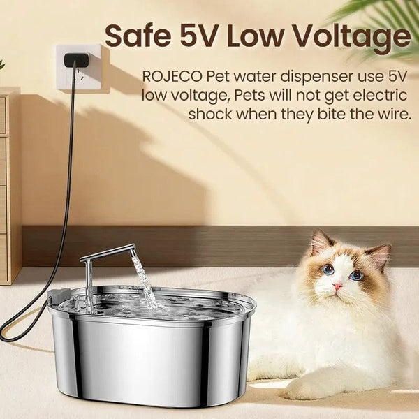 Planet Gates ROJECO Stainless Steel Cat Water Fountain Automatic Cat Drinker Drinking Fountain For Cats Dogs Pet Water Dispenser Accessories
