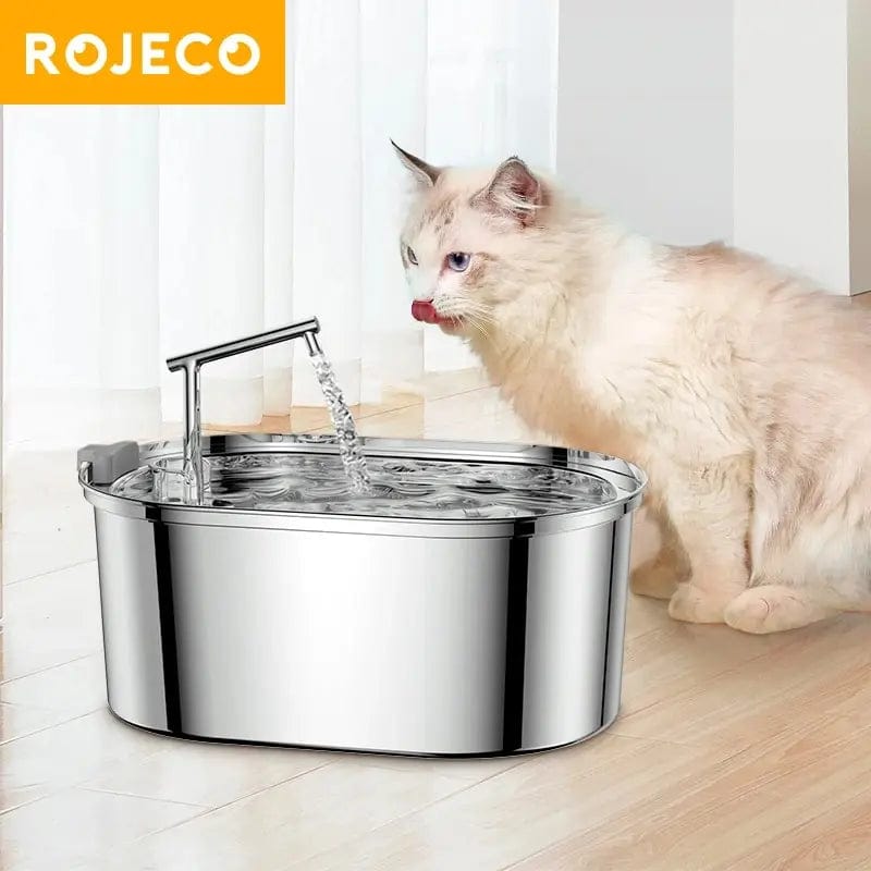 Planet Gates ROJECO Stainless Steel Cat Water Fountain Automatic Cat Drinker Drinking Fountain For Cats Dogs Pet Water Dispenser Accessories