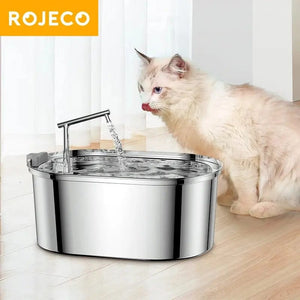 Planet Gates ROJECO Stainless Steel Cat Water Fountain Automatic Cat Drinker Drinking Fountain For Cats Dogs Pet Water Dispenser Accessories