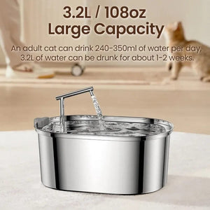 Planet Gates ROJECO Stainless Steel Cat Water Fountain Automatic Cat Drinker Drinking Fountain For Cats Dogs Pet Water Dispenser Accessories
