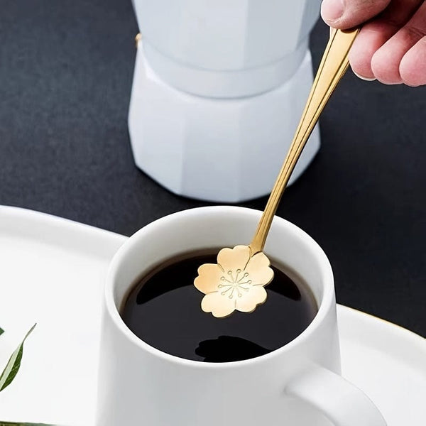 Planet Gates Romantic Flower Stainless Steel Coffee Spoon 8-Piece Set Dessert Stirring Spoon Flower Tea Spoon Wedding Gift Spoon Afternoon Tea