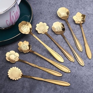 Planet Gates Romantic Flower Stainless Steel Coffee Spoon 8-Piece Set Dessert Stirring Spoon Flower Tea Spoon Wedding Gift Spoon Afternoon Tea