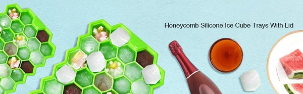 Planet Gates Rondam Color 37 Cavity Honeycomb Ice Cube Trays Reusable Silicone Ice Cube Mold BPA Free Ice Maker with Removable Lids