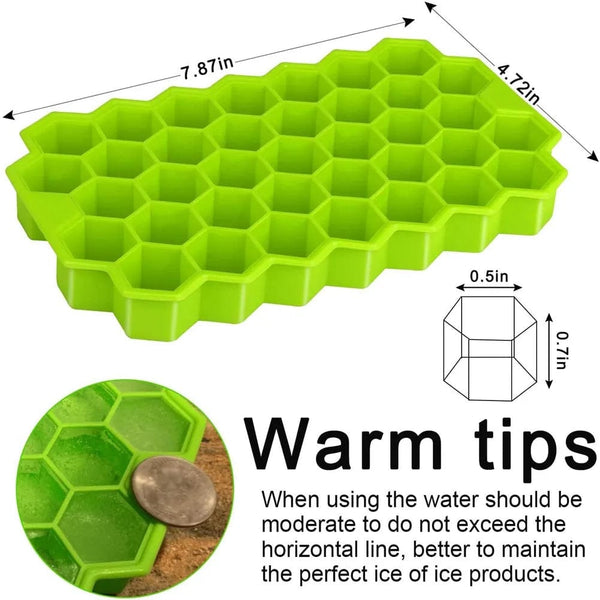 Planet Gates Rondam Color 37 Cavity Honeycomb Ice Cube Trays Reusable Silicone Ice Cube Mold BPA Free Ice Maker with Removable Lids