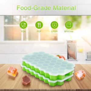 Planet Gates Rondam Color 37 Cavity Honeycomb Ice Cube Trays Reusable Silicone Ice Cube Mold BPA Free Ice Maker with Removable Lids
