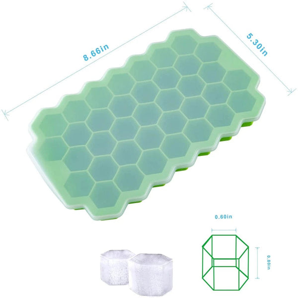 Planet Gates Rondam Color 37 Cavity Honeycomb Ice Cube Trays Reusable Silicone Ice Cube Mold BPA Free Ice Maker with Removable Lids