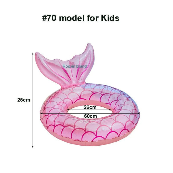 Planet Gates Rooxin Mermaid With Backrest Inflatable Swimming Ring Pool Floaters for Adult Kids Baby Water Play Tube Swimming Mattress Toys