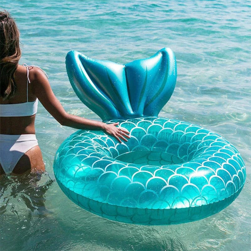 Planet Gates Rooxin Mermaid With Backrest Inflatable Swimming Ring Pool Floaters for Adult Kids Baby Water Play Tube Swimming Mattress Toys