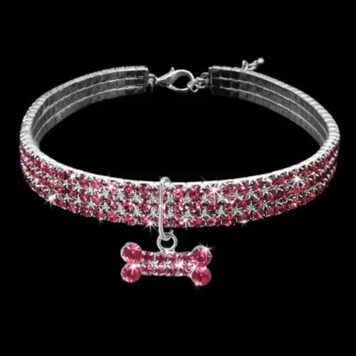 Planet Gates Rosa / S Dog Collar Rhinestone Jewelry Chihuahua Crystal Jewelry Adjustable Engraved Text Dog Collar