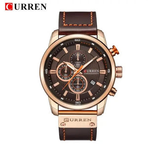 Planet Gates Rose Black CURREN Brand Watch Men Leather Sports Watches Men's Army Military Quartz Wristwatch Chronograph Male Clock Relogio Masculino