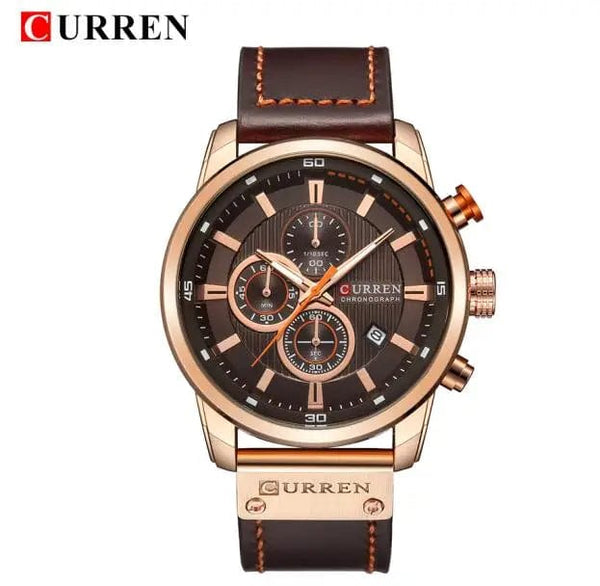 Planet Gates Rose Black CURREN Brand Watch Men Leather Sports Watches Men's Army Military Quartz Wristwatch Chronograph Male Clock Relogio Masculino