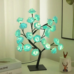 Planet Gates Rose blue 24 LED Maple Leaf Fairy Light Flower Tree Table Lamp Rose Night Light Gifts for Wedding Party Autumn Halloween Decoration