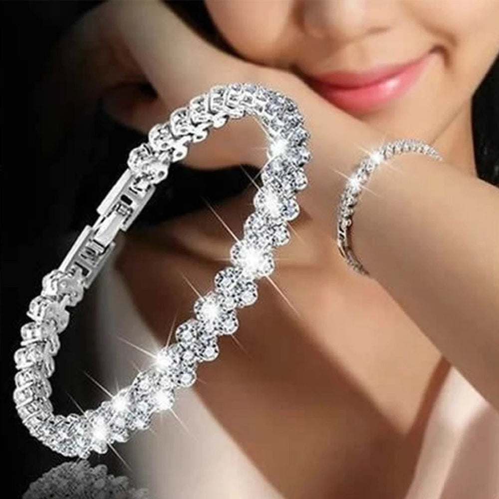 Planet Gates Rose Gold / 16.5cm Luxury Cubic Zirconia Crystal Tennis Bracelets For Women Men Gold Color Silver Color Bracelet Chain Jewelry Gifts