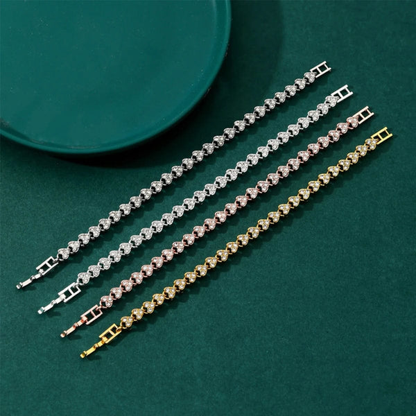 Planet Gates Rose Gold / 16.5cm Luxury Cubic Zirconia Crystal Tennis Bracelets For Women Men Gold Color Silver Color Bracelet Chain Jewelry Gifts