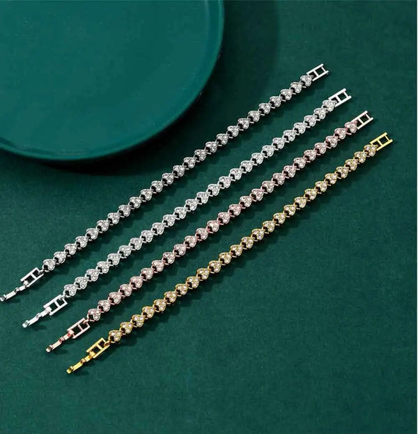 Planet Gates Rose Gold / 16.5cm Luxury Cubic Zirconia Crystal Tennis Bracelets For Women Men Gold Color Silver Color Bracelet Chain Jewelry Gifts