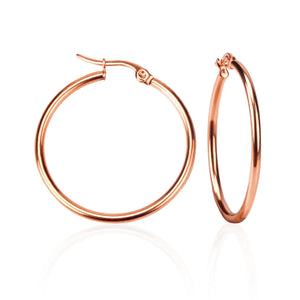 Planet Gates rose gold / 55mm LUXUSTEEL Gold Color Stainless Steel Hoop Earrings For Women Men Big/Small Circle Round Ear Jewelry Bijoux Acier Inoxidable