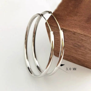 Planet Gates ROSE GOLD 70mm Senlissi - New 18K Gold Plated Hoop Earrings For Women 925 Sterling Silver  3.0mm Fashion Earring Cерьги Kольца 3/4/5/6/7CM