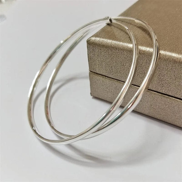 Planet Gates ROSE GOLD 70mm Senlissi - New 18K Gold Plated Hoop Earrings For Women 925 Sterling Silver  3.0mm Fashion Earring Cерьги Kольца 3/4/5/6/7CM