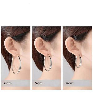 Planet Gates ROSE GOLD 70mm Senlissi - New 18K Gold Plated Hoop Earrings For Women 925 Sterling Silver  3.0mm Fashion Earring Cерьги Kольца 3/4/5/6/7CM