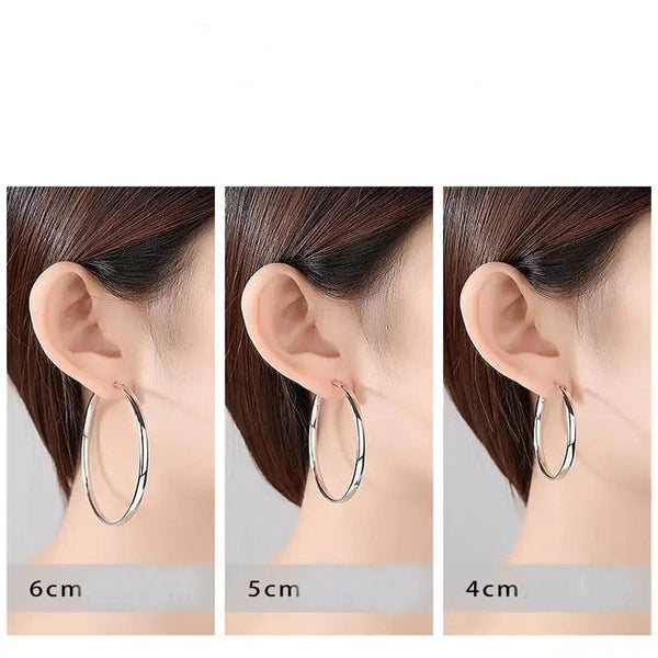 Planet Gates ROSE GOLD 70mm Senlissi - New 18K Gold Plated Hoop Earrings For Women 925 Sterling Silver  3.0mm Fashion Earring Cерьги Kольца 3/4/5/6/7CM