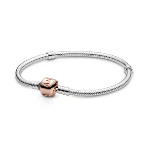 Planet Gates Rose Gold Clasp / 19cm Fit Original Pandora 925 Sterling Silver Moments Snake Chain Bracelet 4 Color Rose Gold Silver for Women Luxury Jewelry Gift