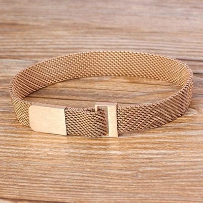 Planet Gates Rose Gold Classic Stainless Steel Magnetic Mesh Strap Bracelets Watch Strap 7 Colors Choice For Men and Women Lovers Bangle Jewelry Gift