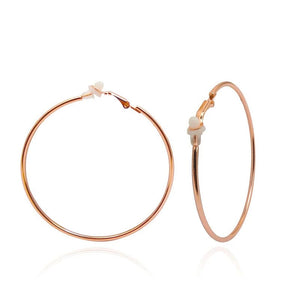 Planet Gates ROSE GOLD COLOR / 10cm 3/4/5/6/7/8/9/10CM Electroplating Hoop Earrings Without Piercing Classic All Match Fake Clip-On Daily Party Circle Ear Ring Clip