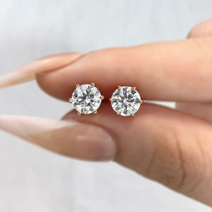 Planet Gates Rose Gold Color / 2 carat Moissanite DW 0.5ct-2ct D Color Certified Moissanite Stud Earrings Lab Created Diamond 925 Sterling Silver Gold Plated Wedding Jewelry