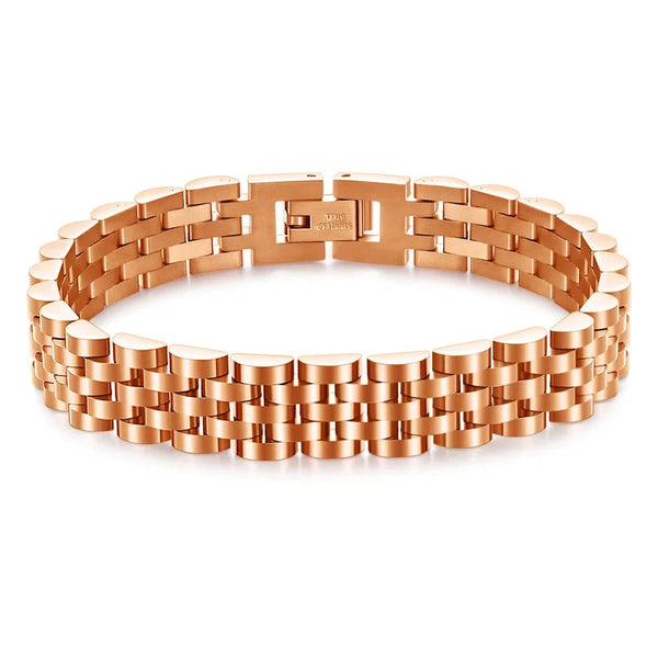 Planet Gates Rose Gold Color / 20cm VQYSKO Trendy Minimalist Stainless Steel Gold Color Plated Watch Strap Bracelet for Women/Men Jewelry Gifts Couple Bracelet