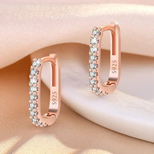 Planet Gates Rose Gold High-quality 925 Sterling Silver Crystal Fashion Circle Hoop Earrings for Woman Wedding Party Gift  Street Versatile Jewelry