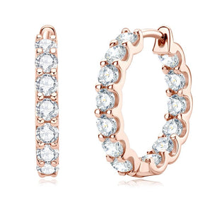 Planet Gates Rose Gold IOGOU Hoops 100% 925 Sterling Silver Real 3mm Moissanite Stud Earrings For Women Sparkling Jewelry Gifts with GRA Certificate